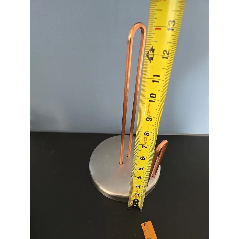 Vintage Brass Tone Silver Base Paper Towel Holder - Heavy Base